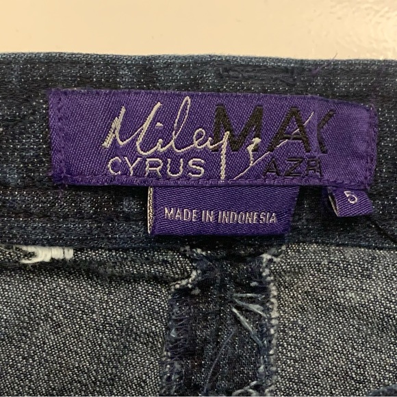 Womens 5 Juniors MILEY CYRUS MAX AZRIA Blue Rinse Denim Scrunch Micro Mini Skirt - Picture 6 of 10